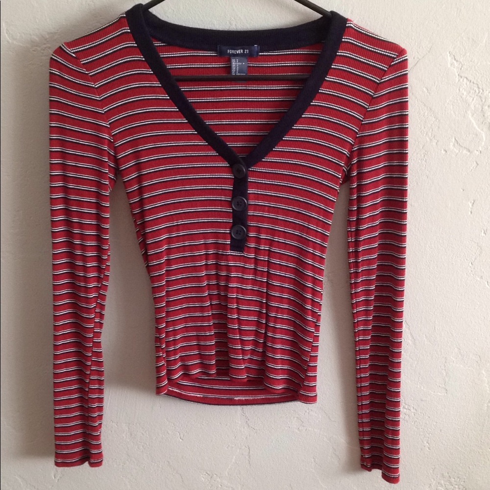 Red white and blue striped Long Sleeve shirt